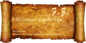Fürster Zakária névjegykártya